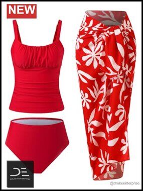 Tankini Swimsuits for Women Tummy Control 3 Piece Set with High Waist Shorts